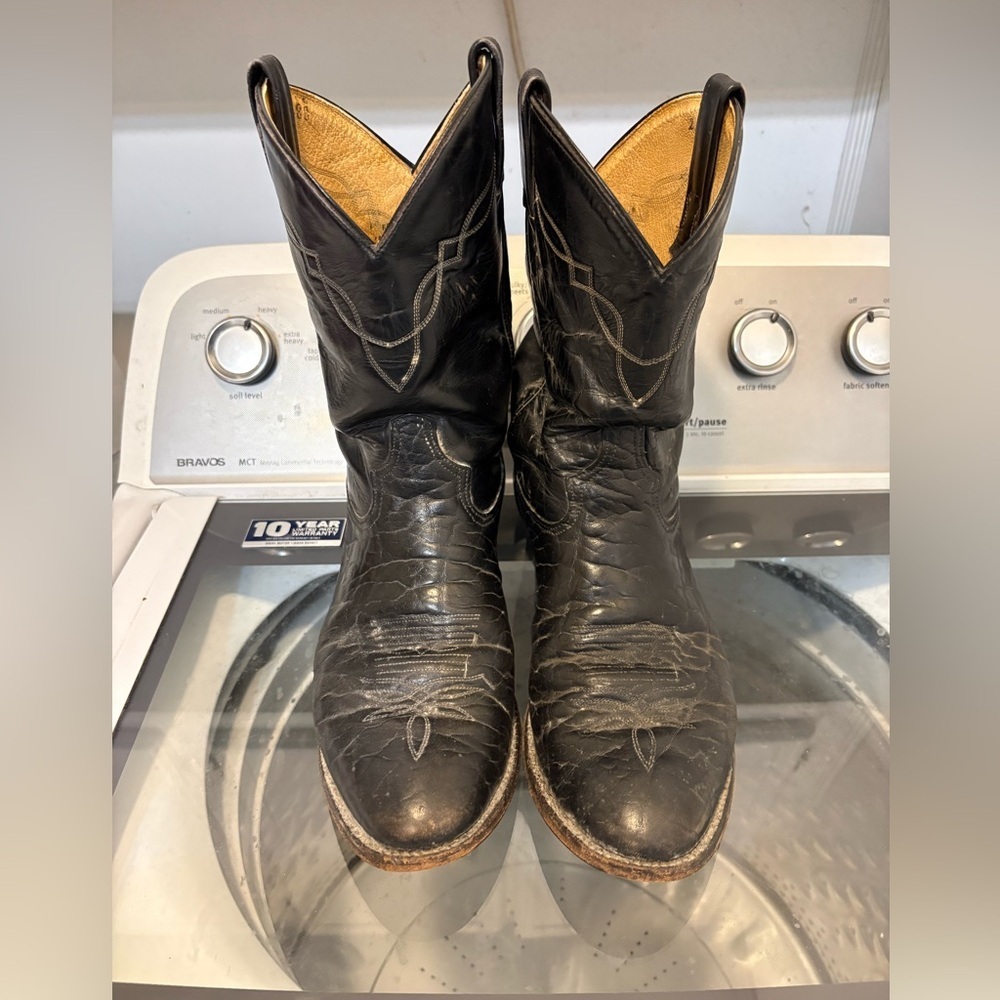 Tony Lama Black Bullhide 2205 Western Boots - Picture 5 of 14